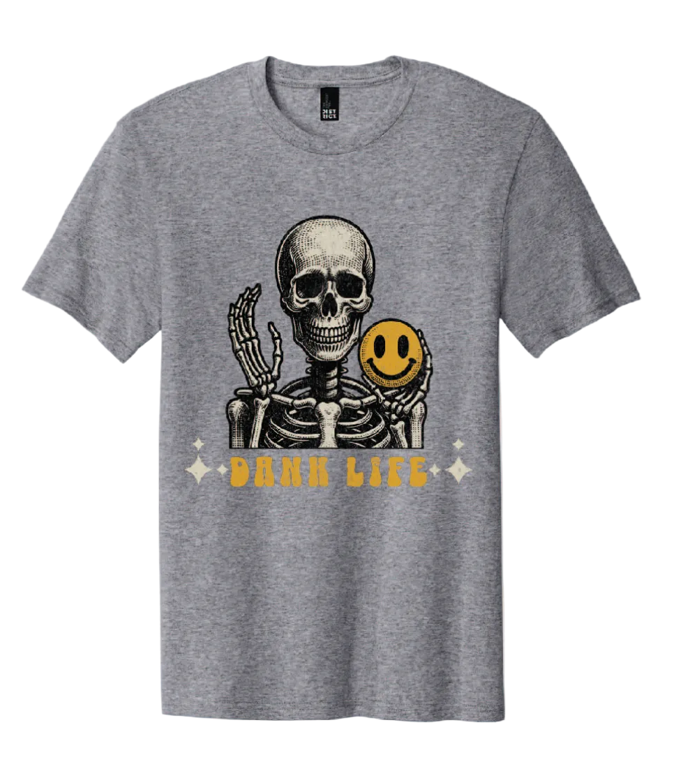 Smiley Skull Dank Life tee - Grey