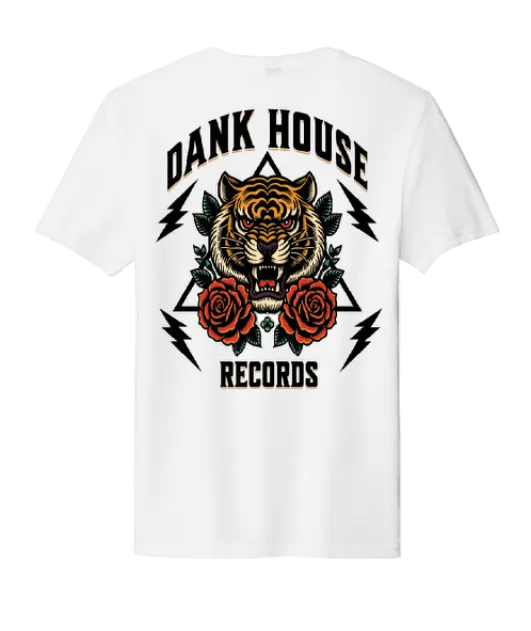 Brand NEW! Dank House Records Tiger Tee - White